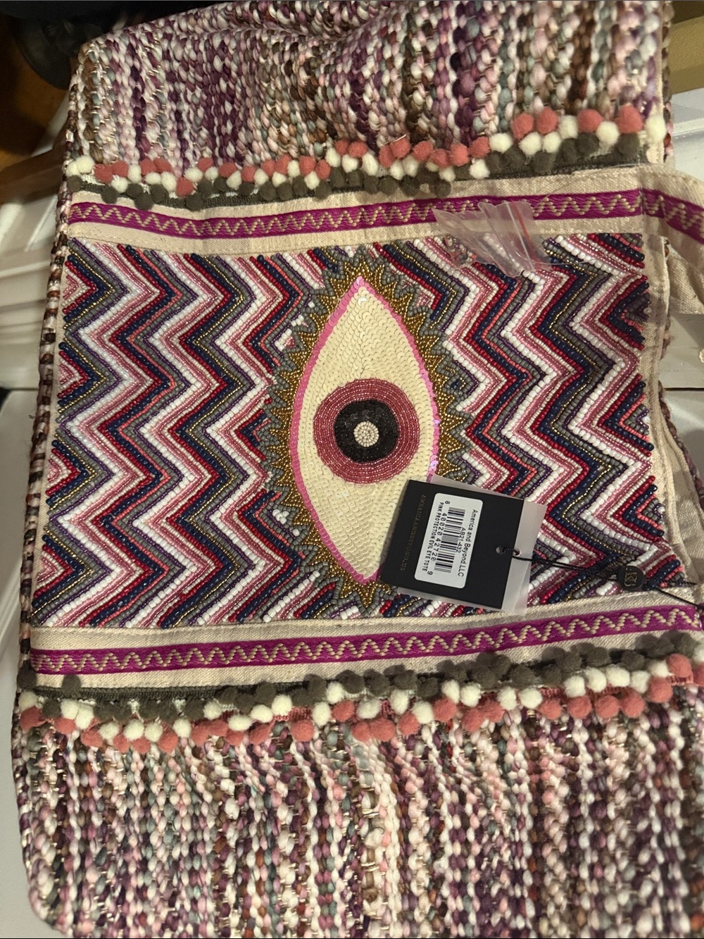 AMERICA & BEYOND LARGE TOTE EVIL EYE NWT